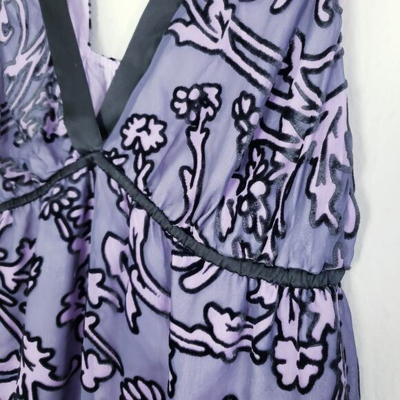 NWT Hale Bob Velvet Burnout Tunic Camisole V-Neck Open Back Purple S $148 - Picture 9 of 13